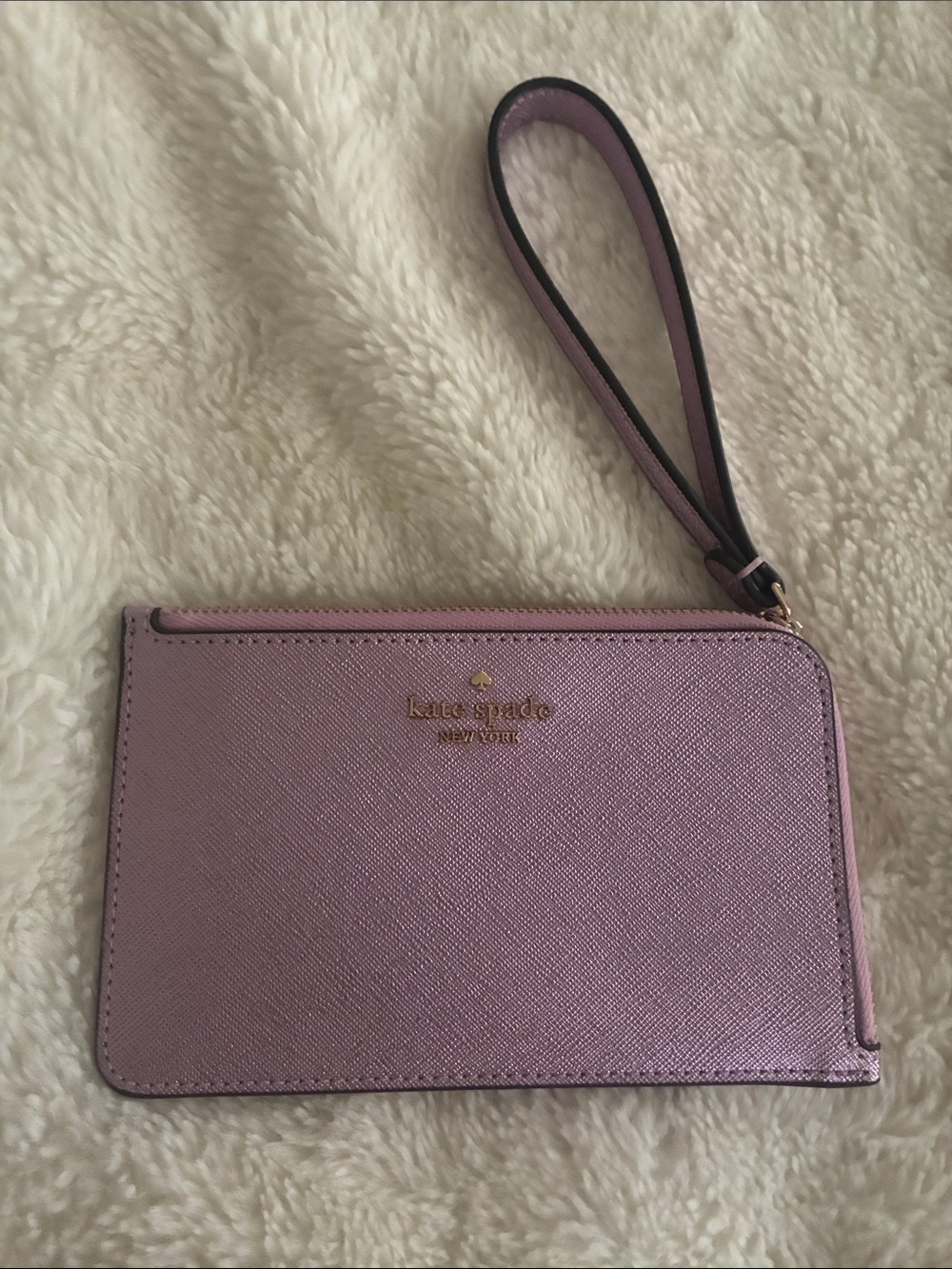 kate spade Metallic Lilac Zip Wristlet